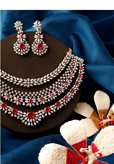 Ruby Studded Royal Diamond Necklace Set